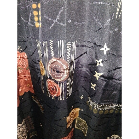 NWT Nile Fashions Black Geometric Short Sleeve V-neck Long Dress Sz OSFM - Picture 3 of 3